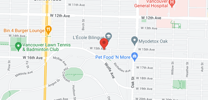 map of 1180 W 15TH AVENUE